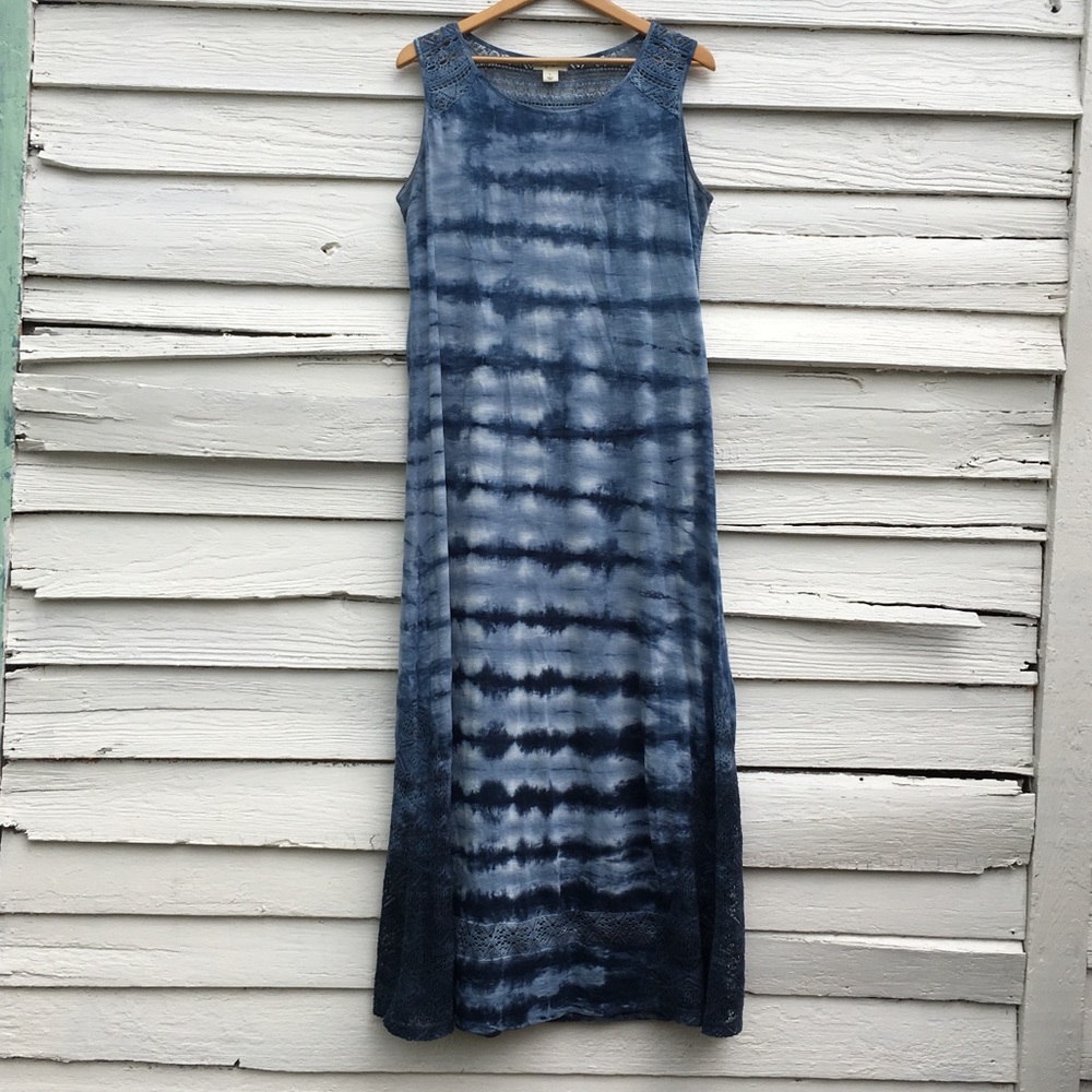 Style & Co sz L blue tie dye maxi
